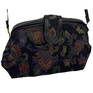 VTG Valerie Barad Needlepoint Tapestry Purse Floral Carpet Bag Crossbody Boho